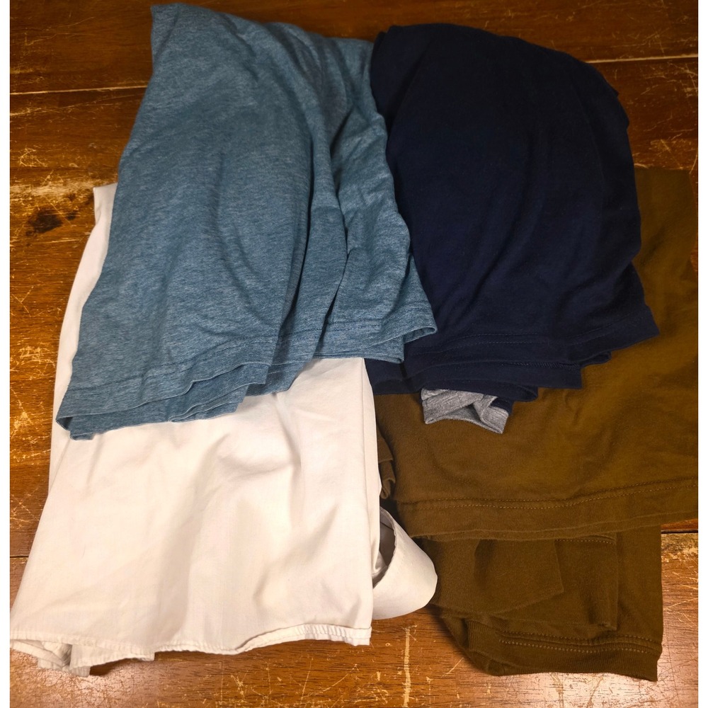 LOT OF 4 George Mens 3XL Shirt V-Neck Button Down. Dress Shirt Teal Blue Navy.